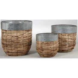 Cache-pots en rotin Paolo (Lot de 3)