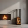 Porte-bûches design vertical en acier 120 cm