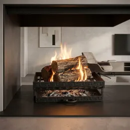 Grille de cheminée en acier avec tiroir 52 cm