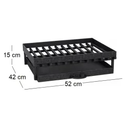 Grille de cheminée en acier avec tiroir 52 cm