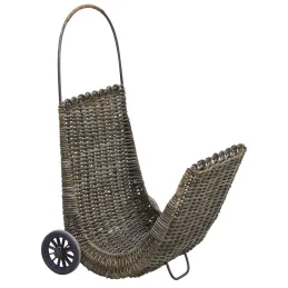 Chariot à bûches en poelet croco sur roulettes