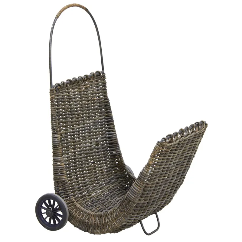 Chariot à bûches en poelet croco sur roulettes