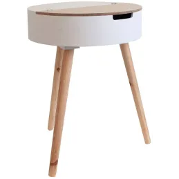 Table d'appoint ronde coffre intégré