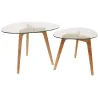 Tables gigognes galets plateaux en verre trempé (Lot de 2)