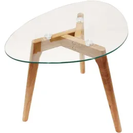 Tables gigognes galets plateaux en verre trempé (Lot de 2)