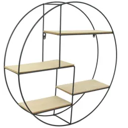 Etagère industrielle ronde en bois et métal 50 cm