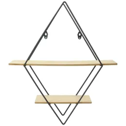 Etagère industrielle losange en bois et métal 46 cm