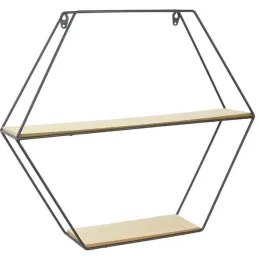Etagère en bois et métal hexagonale 46 cm
