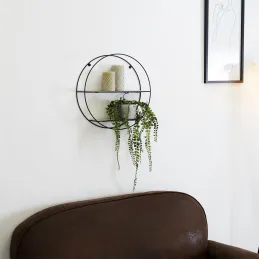 Etagère en bois et métal ronde 40 cm