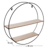 Etagère en bois et métal ronde 40 cm