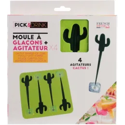 Moule à glaçons avec 4 agitateurs cactus