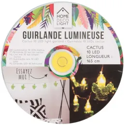 Guirlande lumineuse cactus 10 LED 165 cm