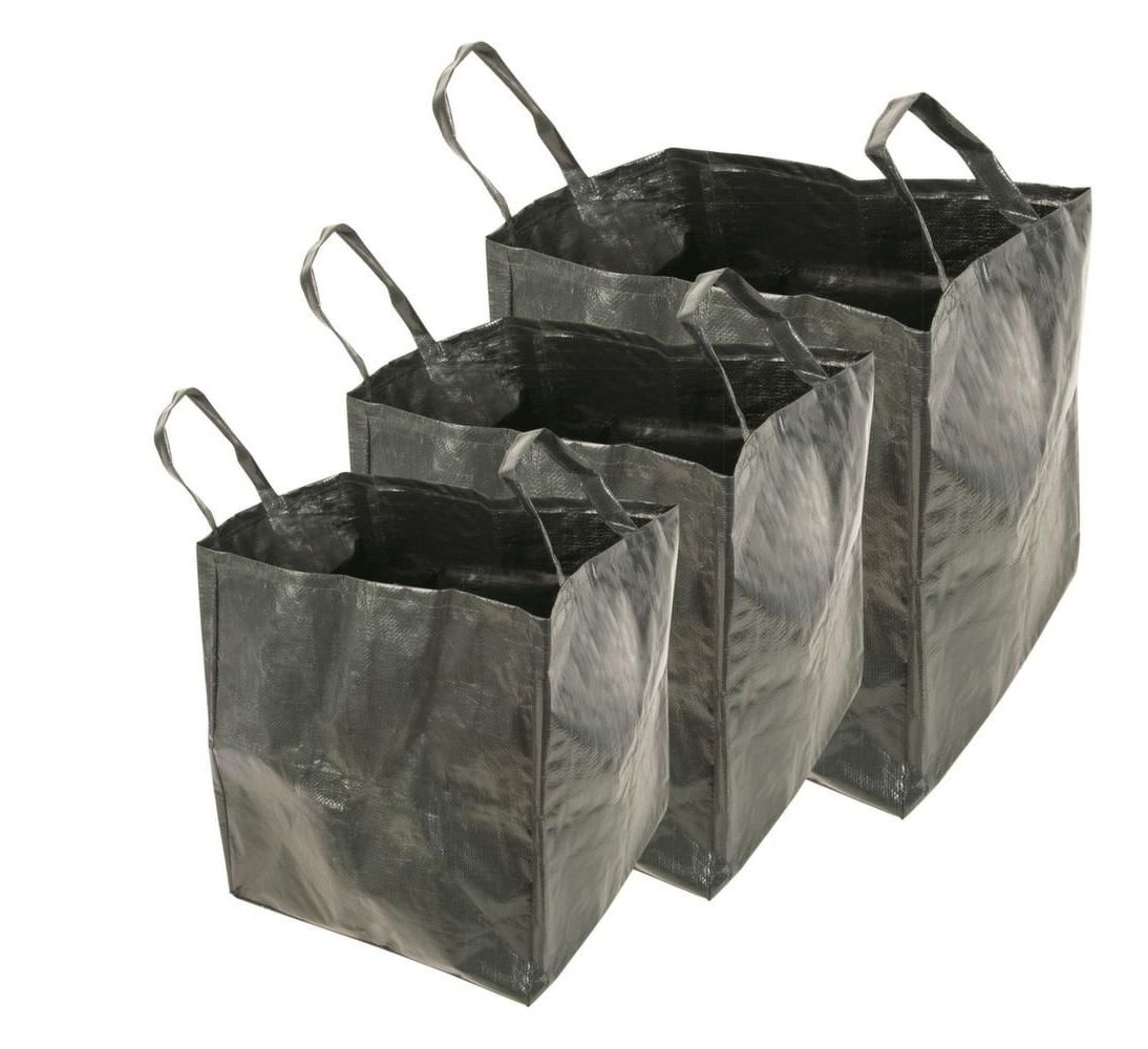 3x sacs à déchets de jardin XL - sac de jardin pliable avec poignées -  poubelle