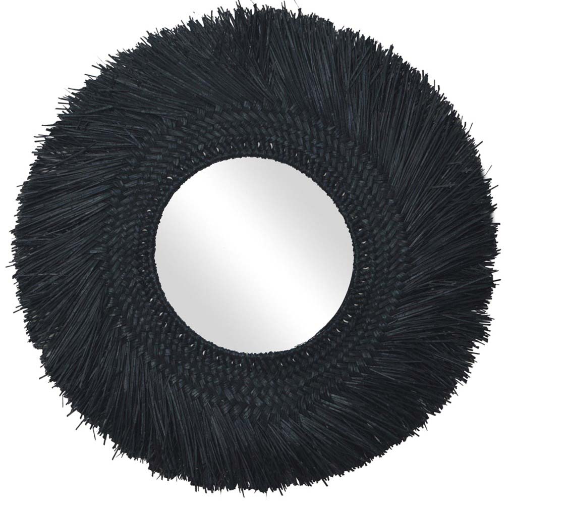 decoration-murale-ethnique-miroir-plumes-noir