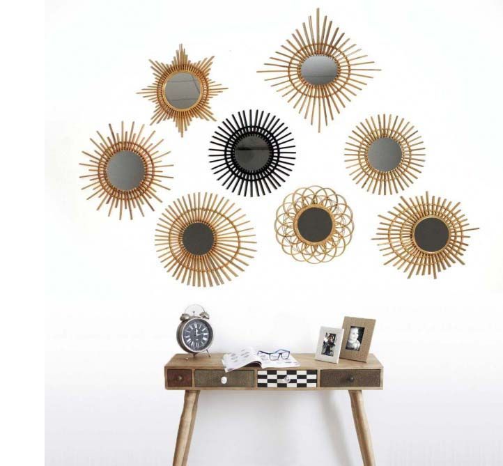 Miroir en Osier Decoratif sur Pied