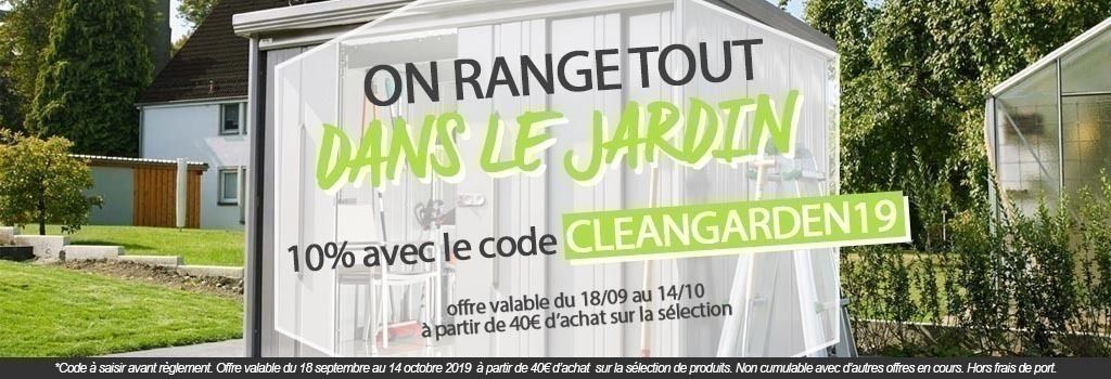 10% de remise sur le rangement de jardin : evenenement shopping sur Jardindeco.com