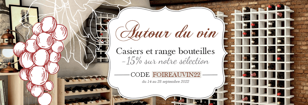 -15% sur notre sélection casiers et range bouteilles : evenenement shopping sur Jardindeco.com