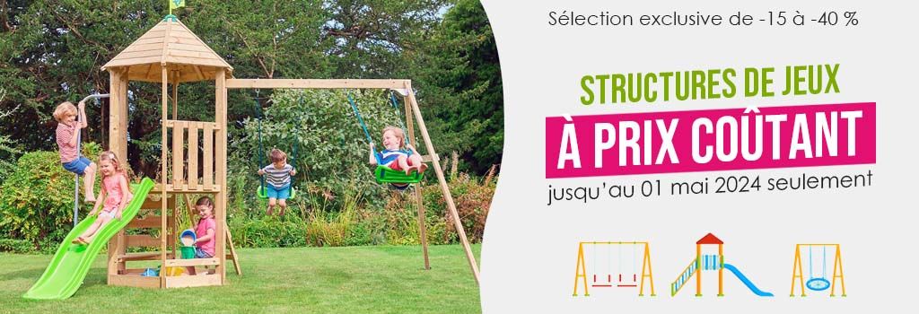 Structure de jeux à prix coutant : evenenement shopping sur Jardindeco.com