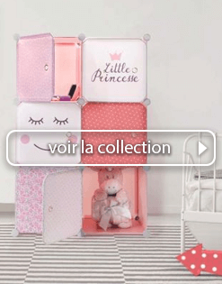 Rangement enfant 3 cubes modulables 30x30 cm (little princesse - rose)