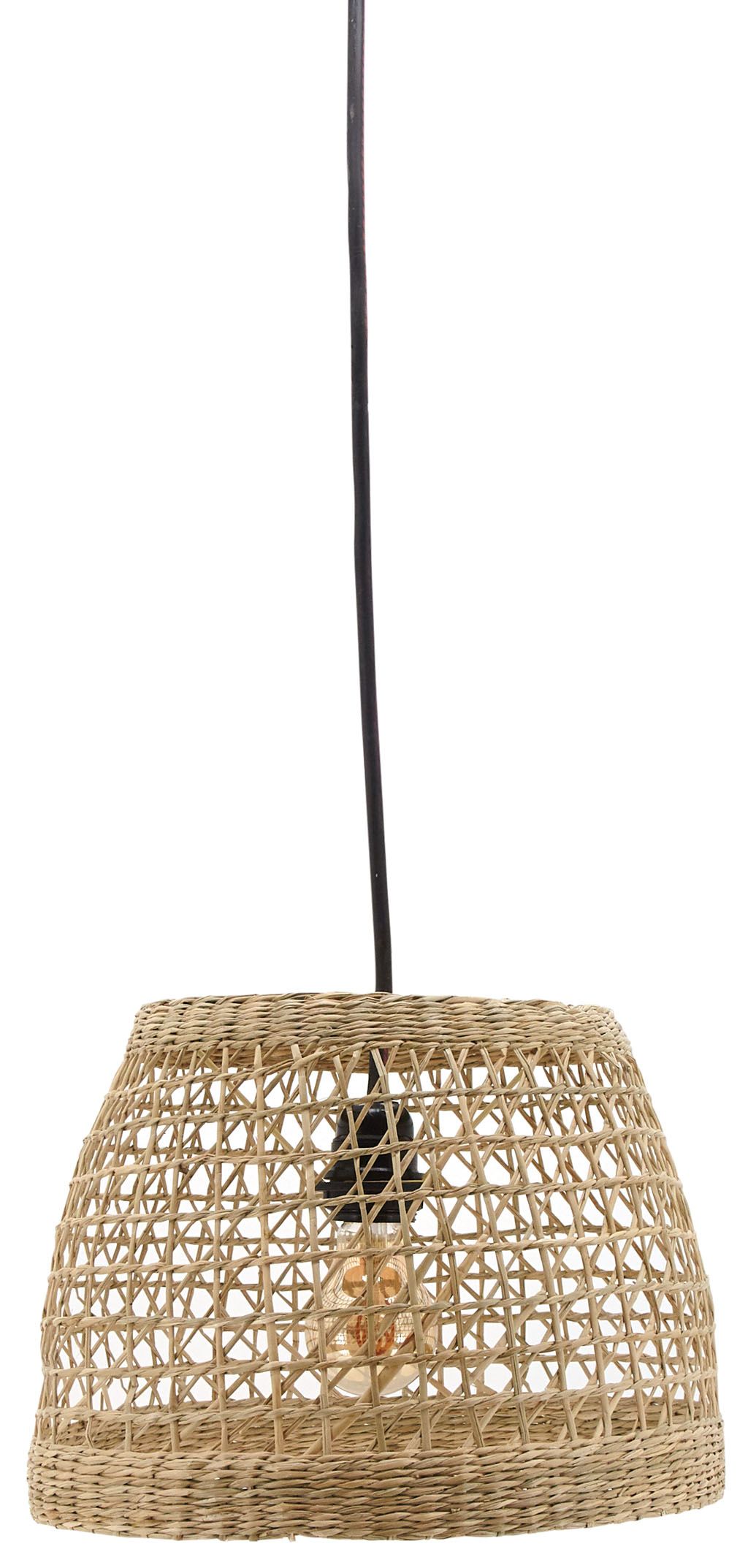 Abat-jour Rond En Paille Bleu Pâle – Peint à La Bombe, Déco Originale