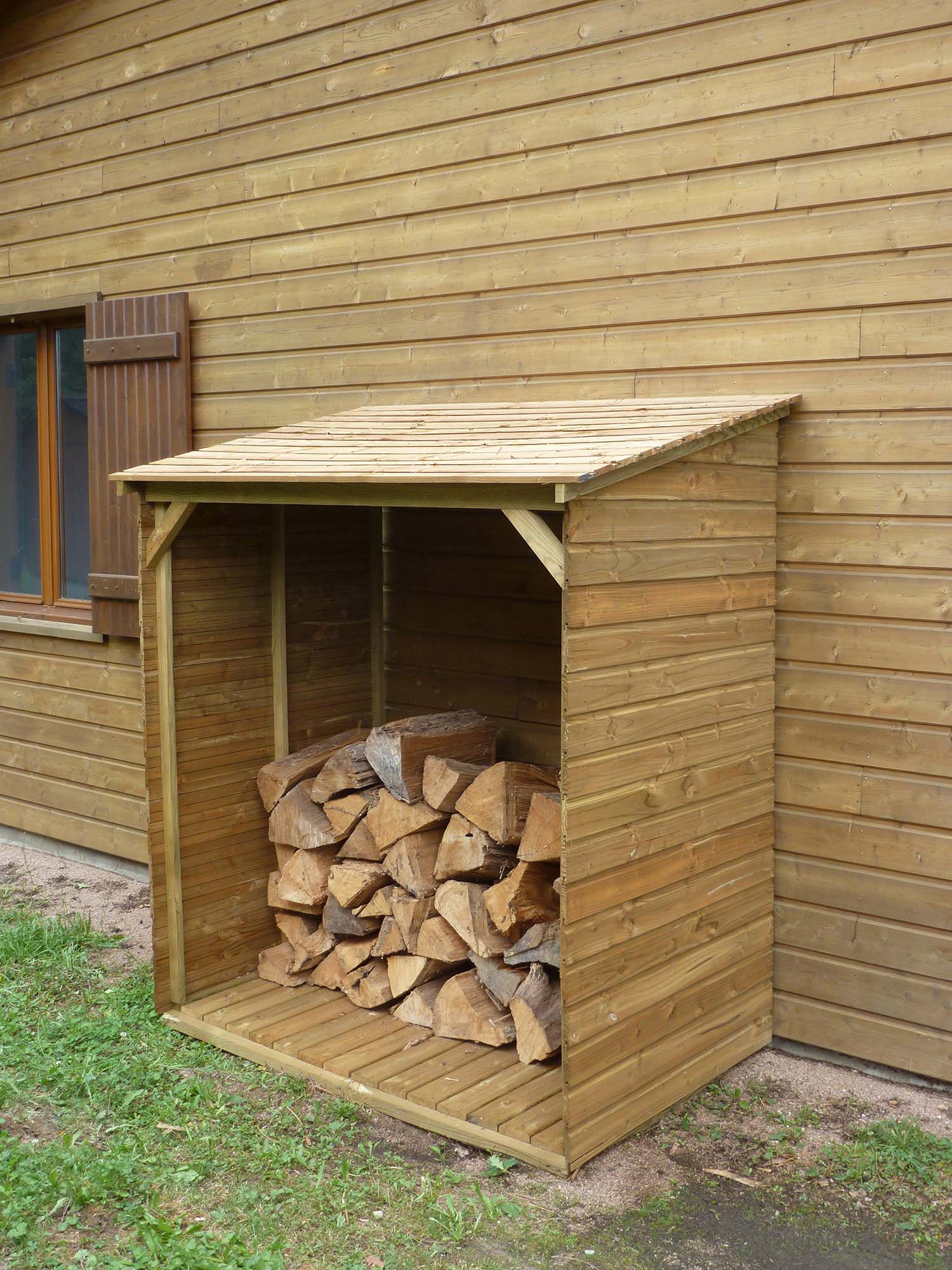 Abri bûches en bois avec plancher tim (150 x 100 x 180 cm)