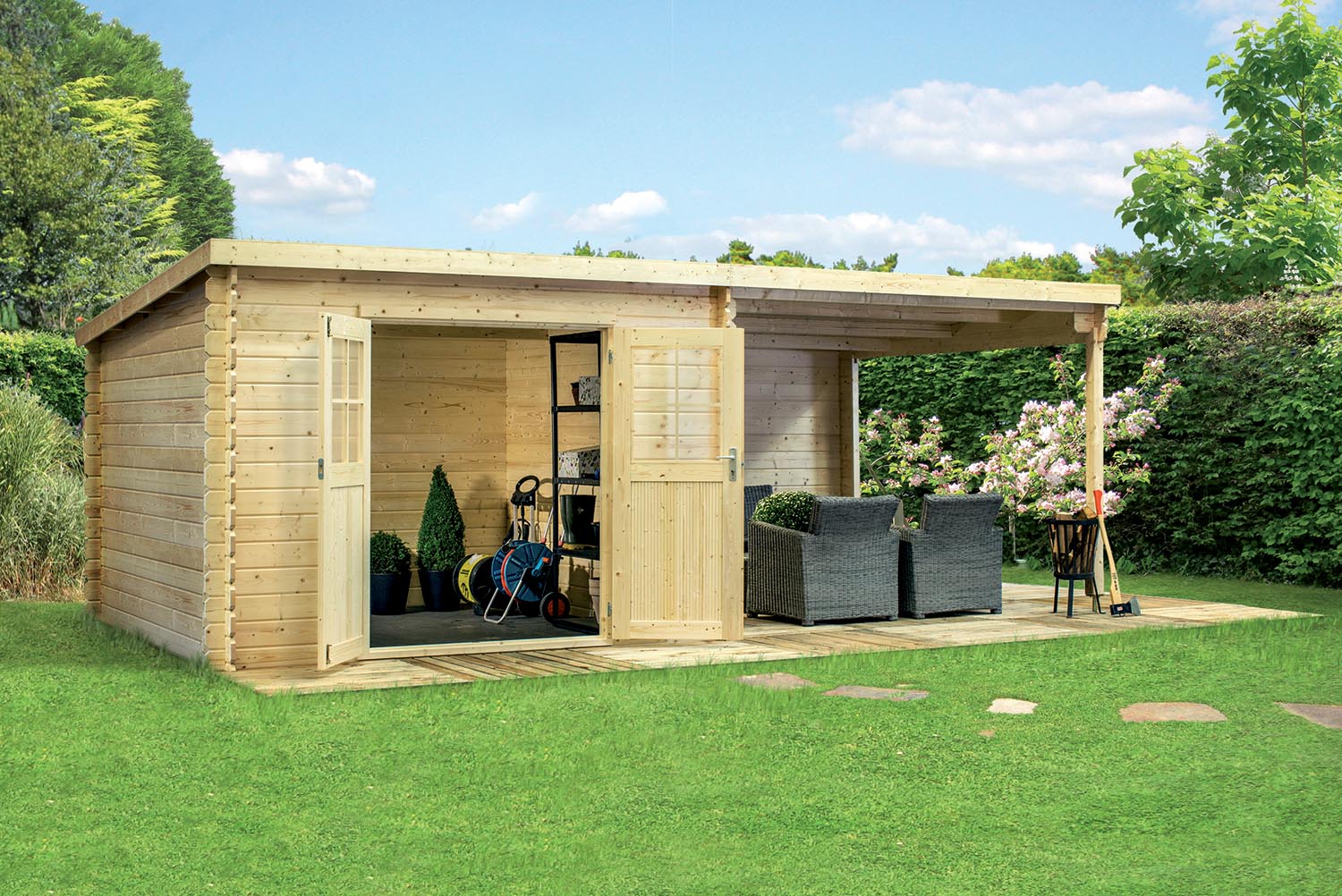 Abri De Jardin Mono Pente Avec Auvent En Bois Vendée