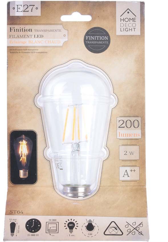 Ampoule longue led avec filament 14.3 cm (lot de 2)