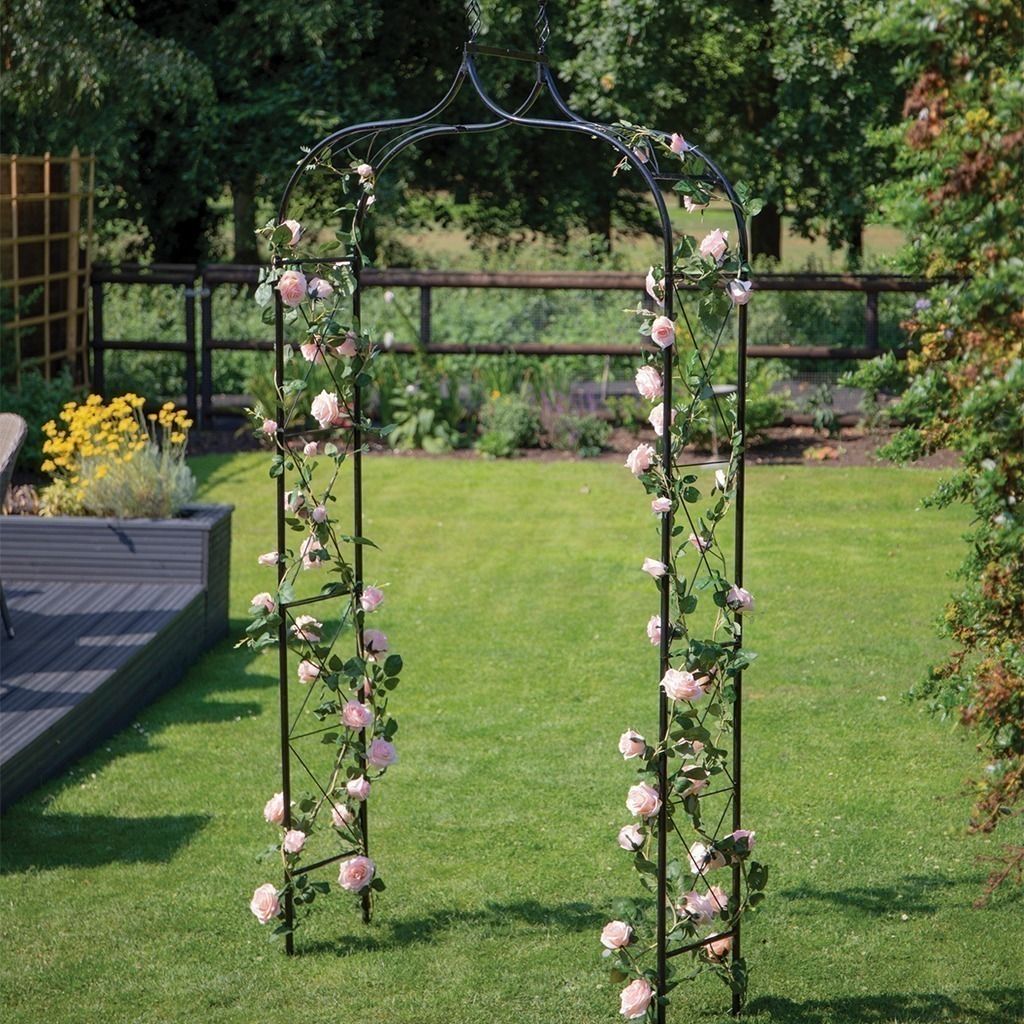 Arche De Jardin En Métal Noir 2.4 M - Obélisque Pour Plantes Grimpantes (roses, Clématites...)