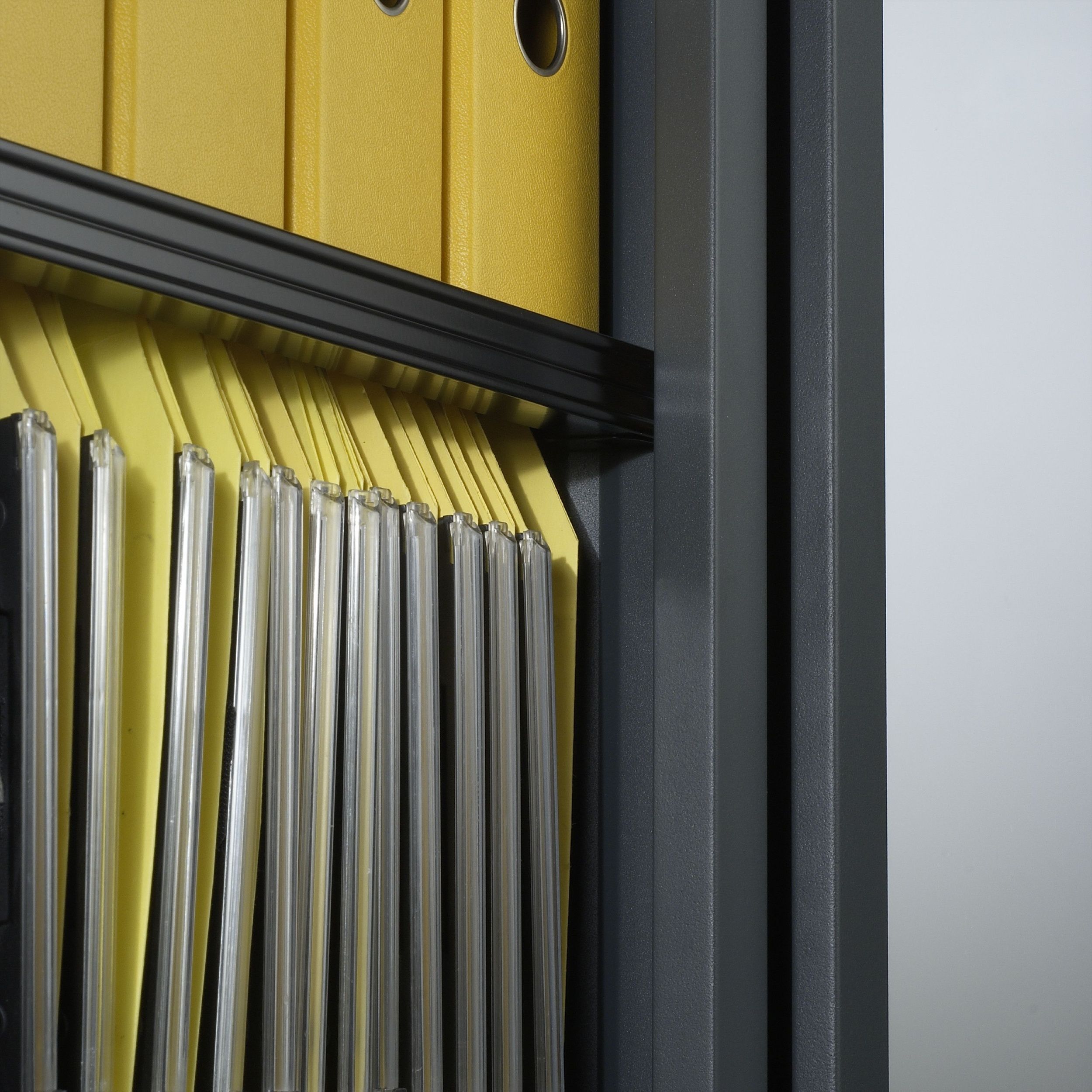 Armoire de bureau portes à rideaux 2 étagères (anthracite)