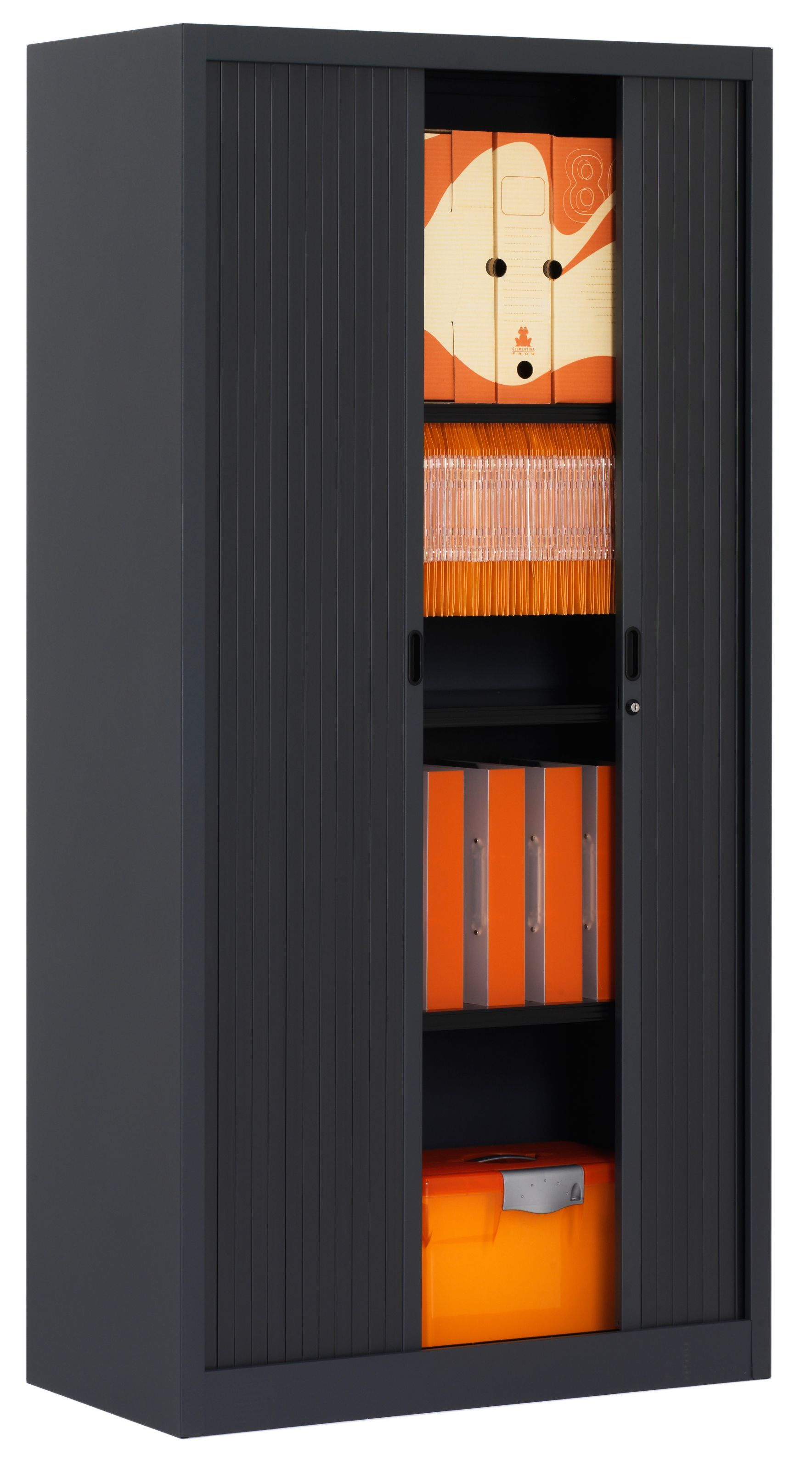 Armoire de bureau portes à rideaux 3 étagères (anthracite)