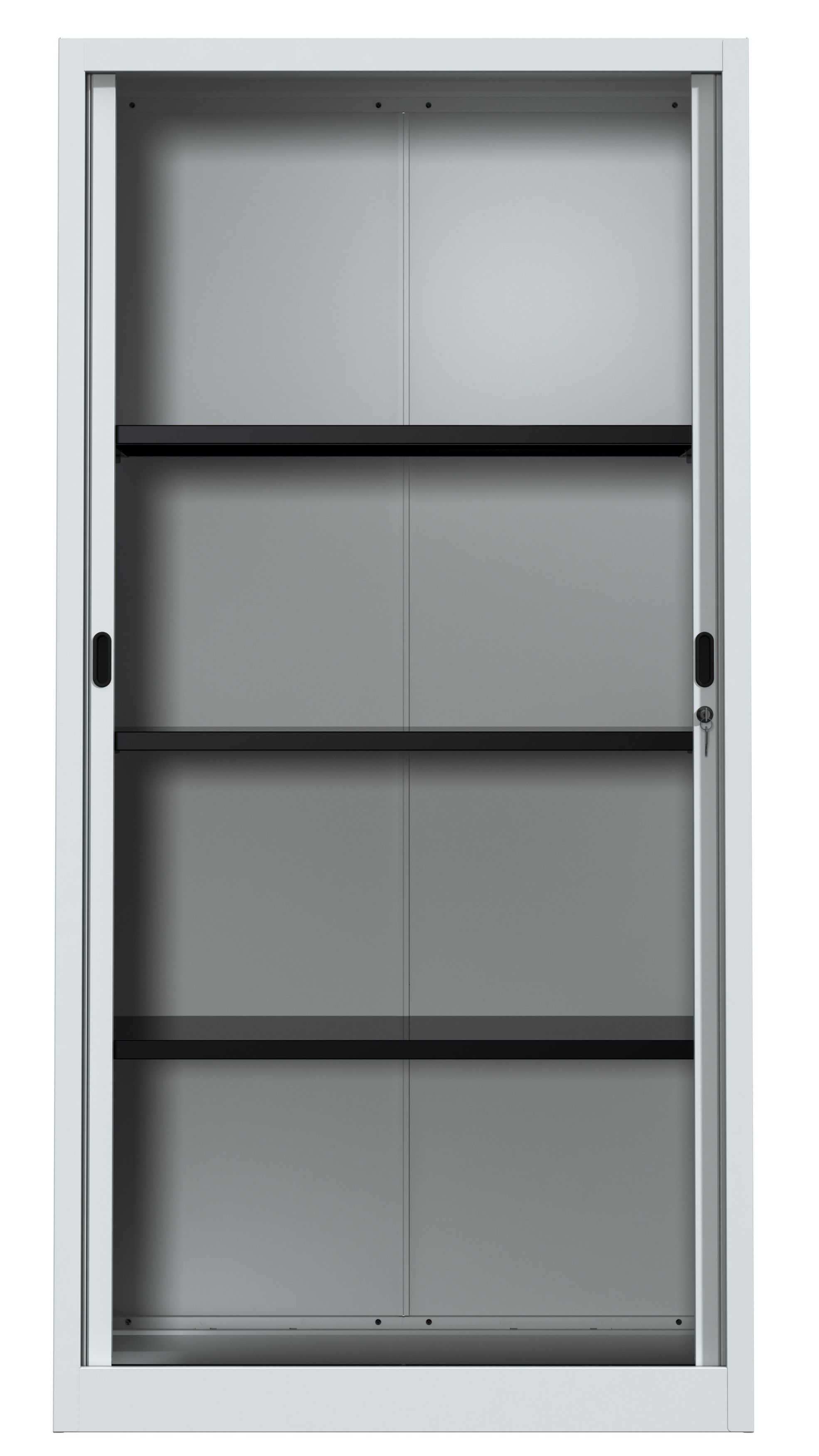 Armoire de bureau portes à rideaux 3 étagères (gris clair)