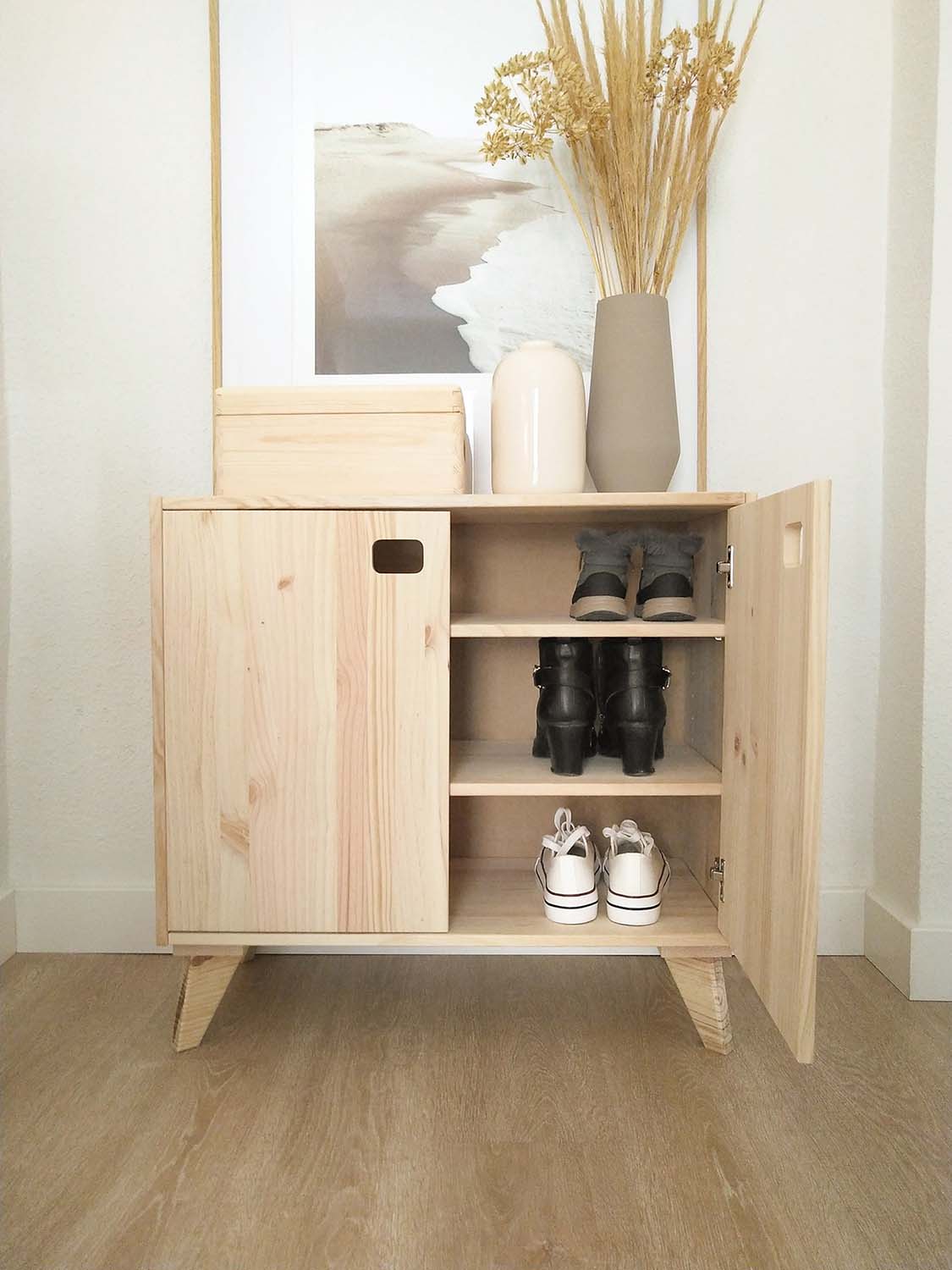 Armoire en pin brut 1 porte 2 tablettes dinamic