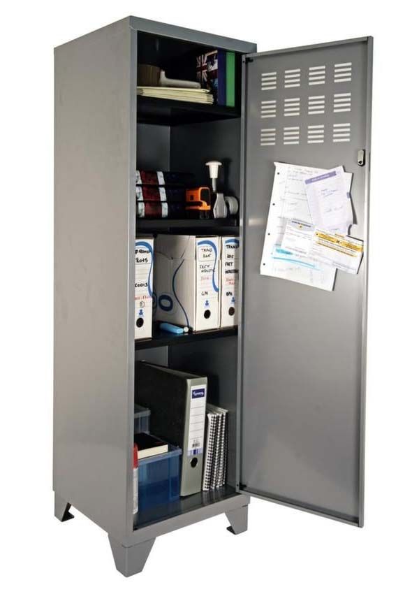 Armoire de rangement m tal 1 porte aluminium Armoire de rangement m tal 1 porte aluminium