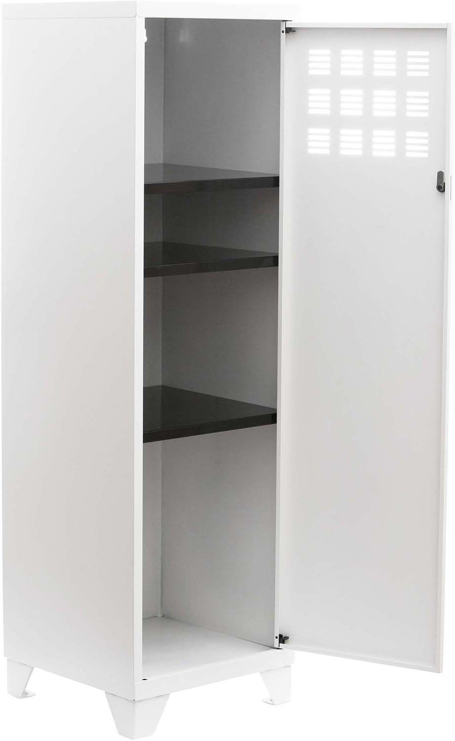 Armoire de rangement métal 1 porte (blanc mat)
