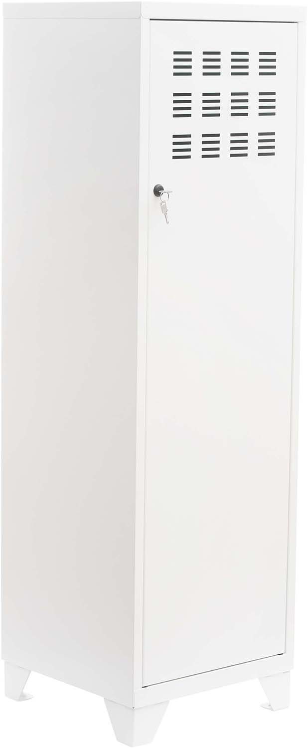 Armoire de rangement métal 1 porte (blanc mat)