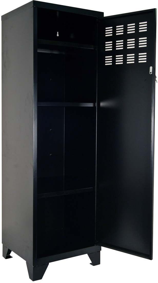 Armoire de rangement métal 1 porte (noir mat)