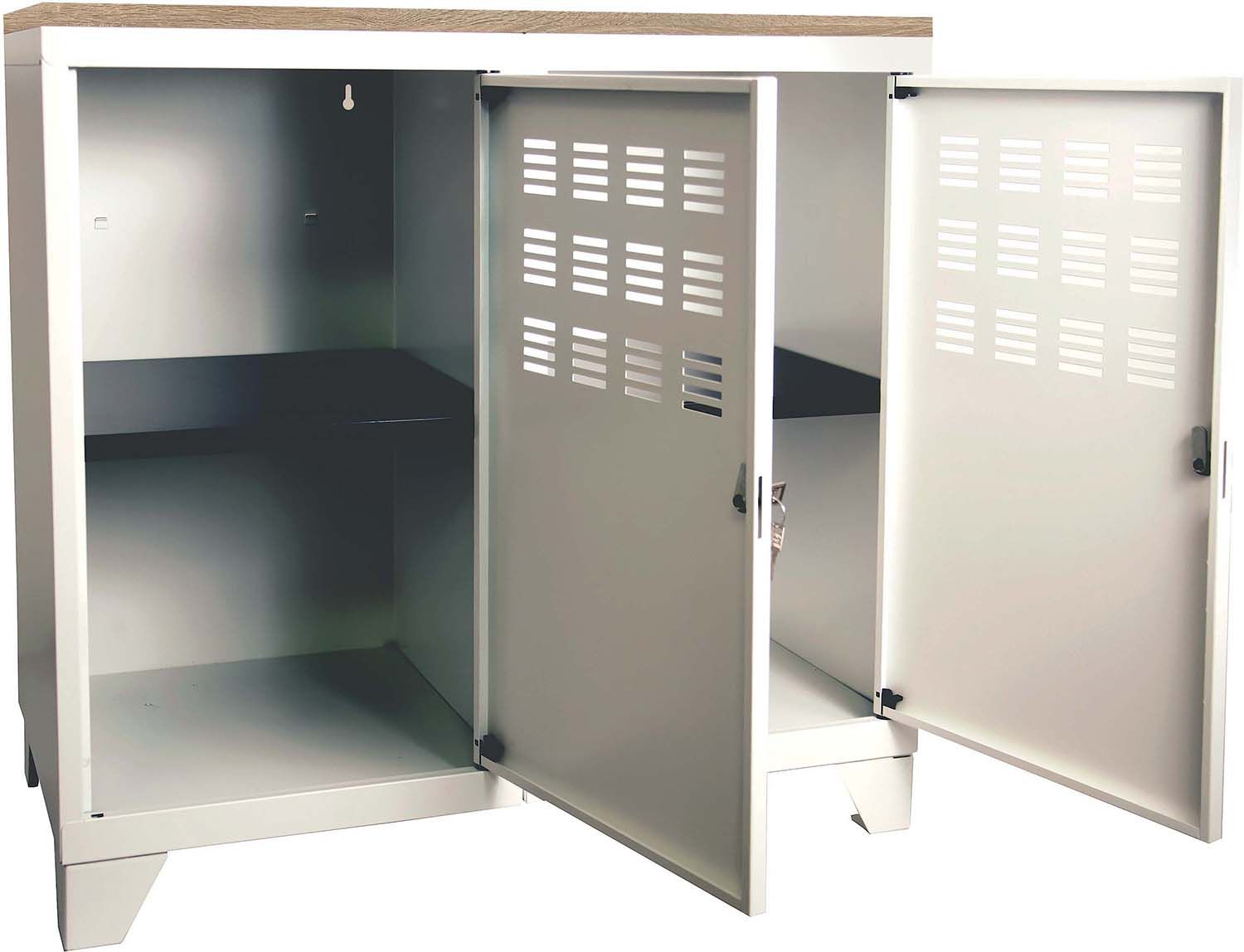 Armoire de rangement métal 2 portes (blanc mat)