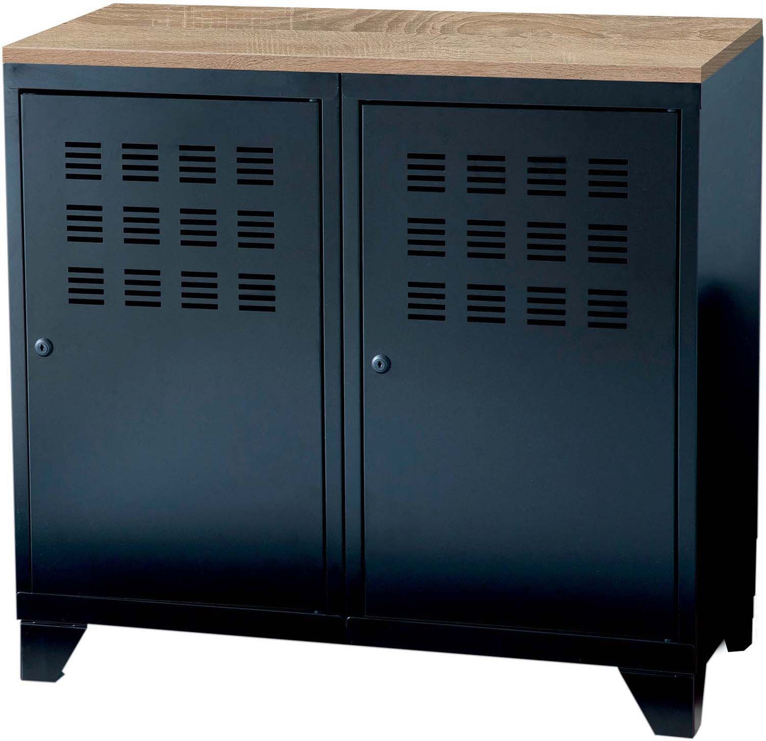 Armoire de rangement métal 2 portes (noir mat)
