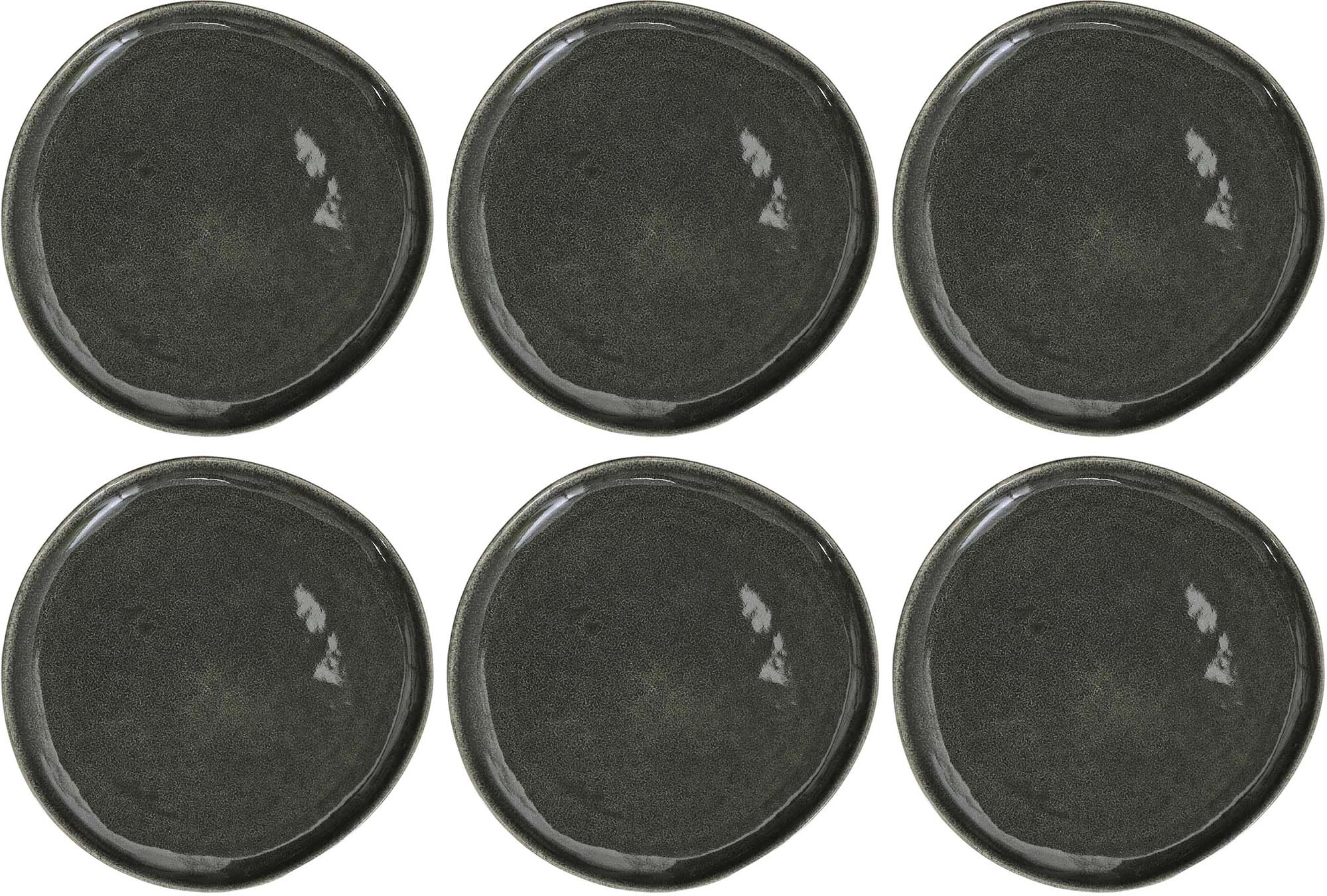 Lot De 6 Assiettes Plates En Grès 26cm, JADE