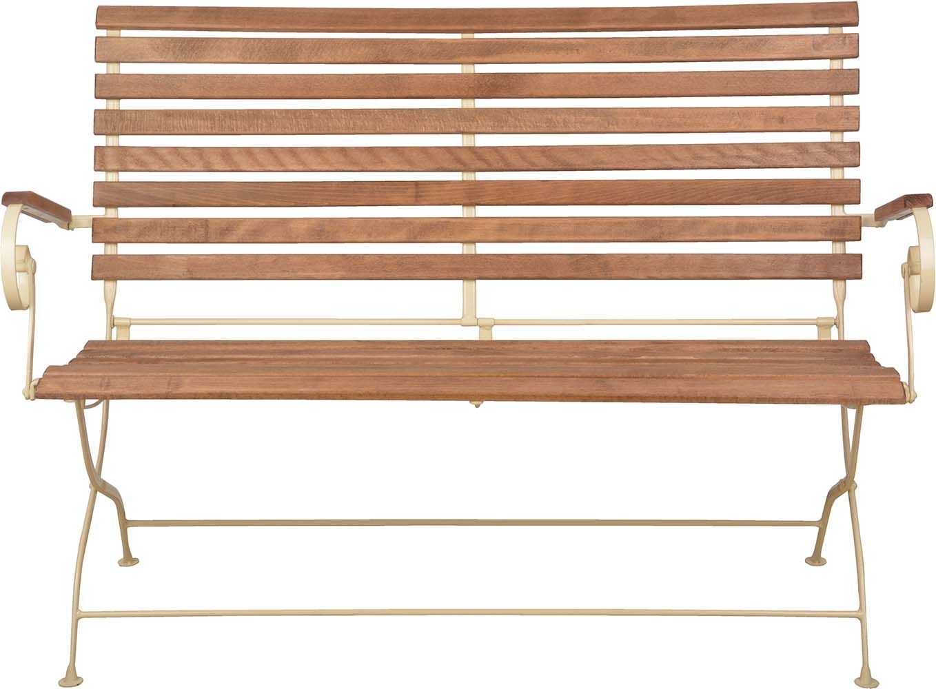 Banc pliable en bois et métal (crème)