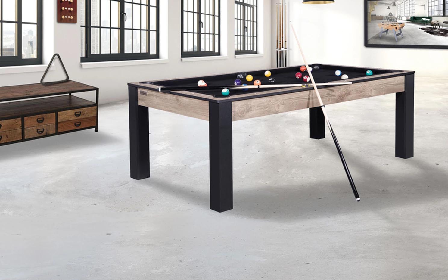 Billard convertible en table à manger 8 personnes verviers (bois, noir)