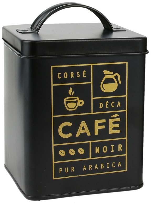 Boîte à café en acier - 13 x 13 x 18,5 cm - Noir