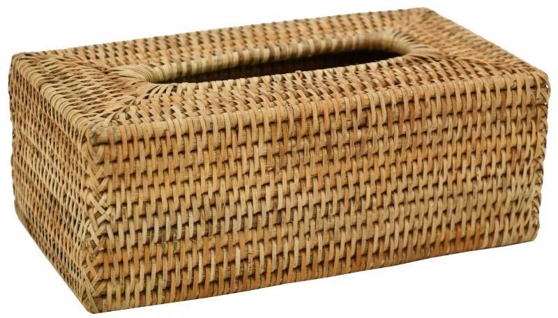 Housse De Boîte à Mouchoirs Carrée En Rotin Naturel - 14,5x14,5x12,7 Cm Avec Couvercle à Charnière