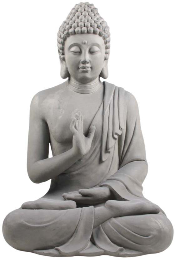 Bouddha pour extérieur en fibres justice xl (gris)