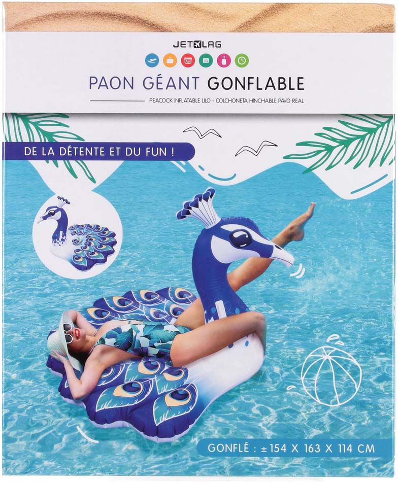 Bouée gonflable paon 150 cm