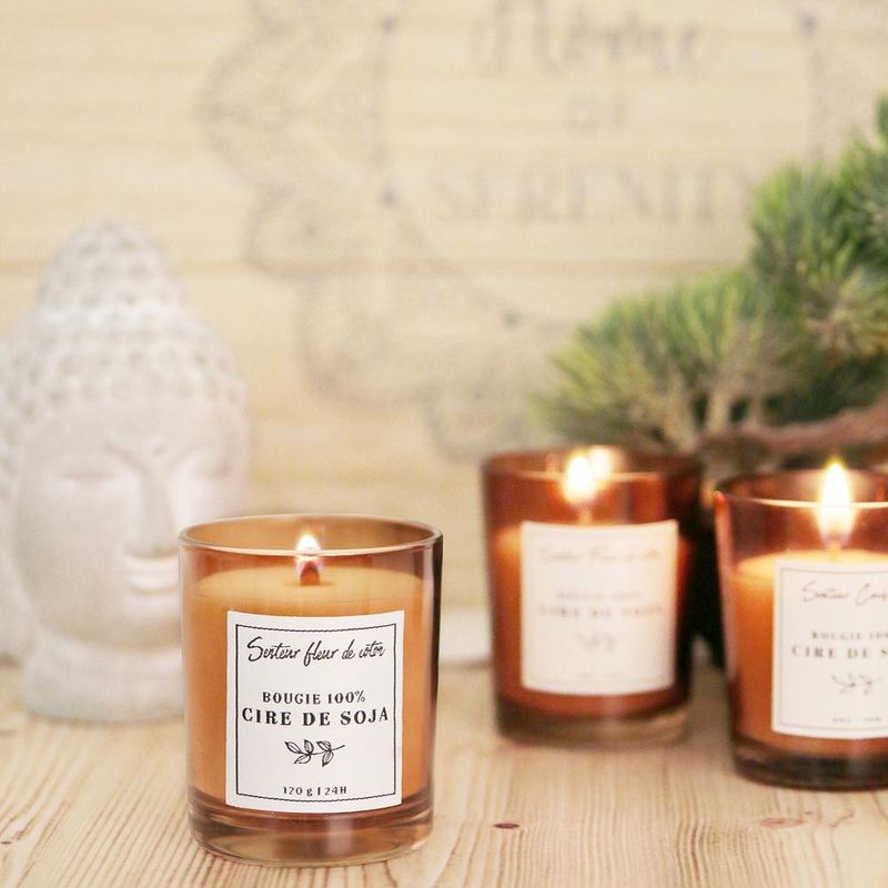Bougie cire de soja senteur fleur de coton
