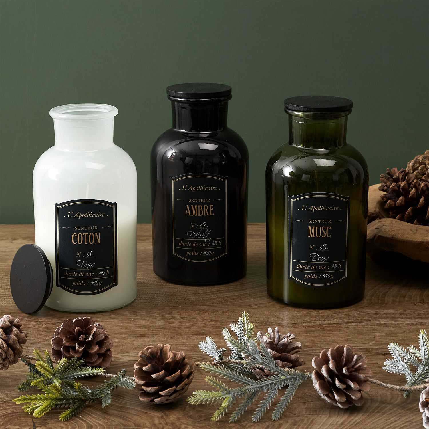 Bougie parfumée fiole alchimiste 20 cm (senteur ambre)