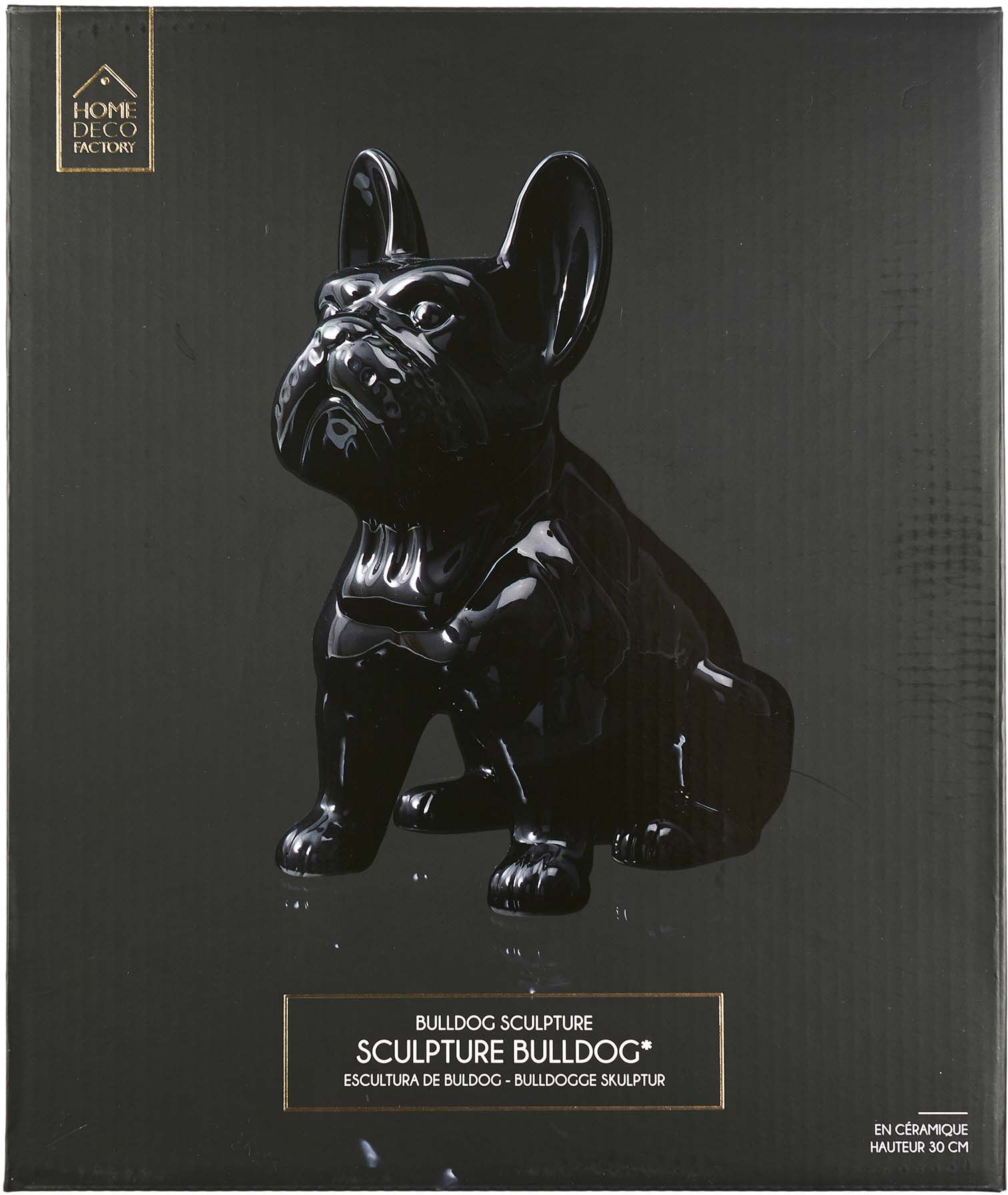 Statue En Céramique Bouledogue Français Assis Blanc | Maisons Du Monde