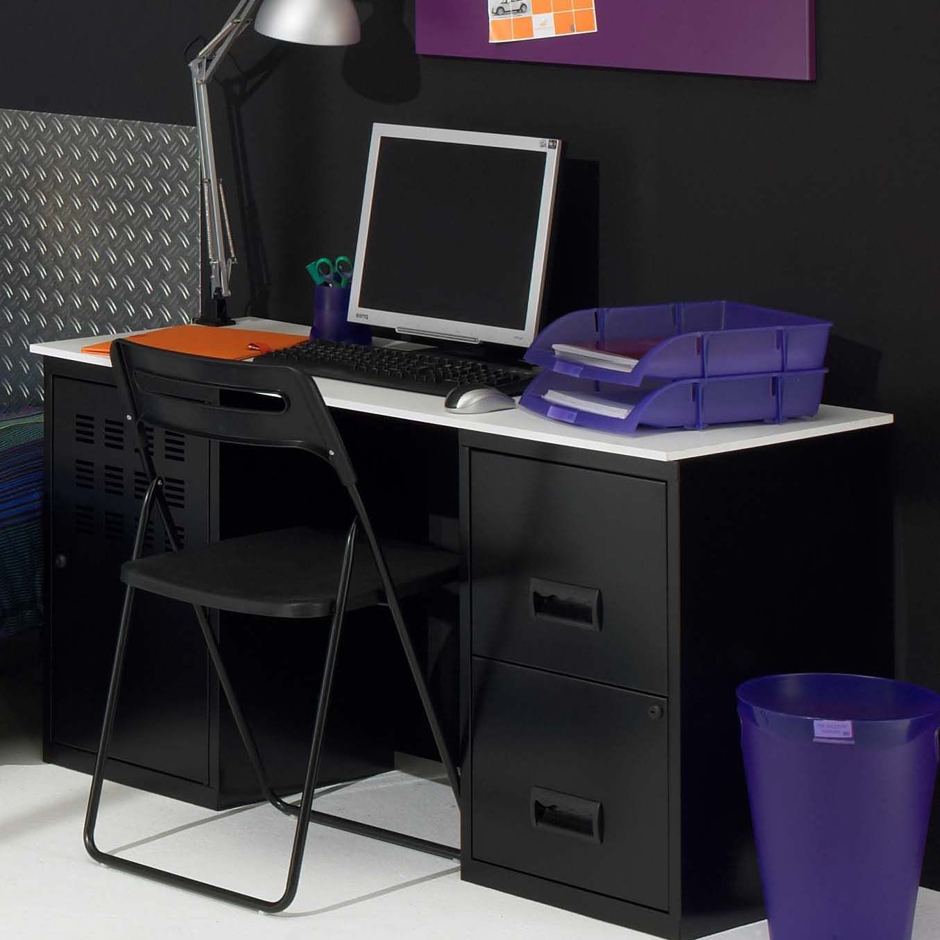 Bureau design en métal (noir mat)