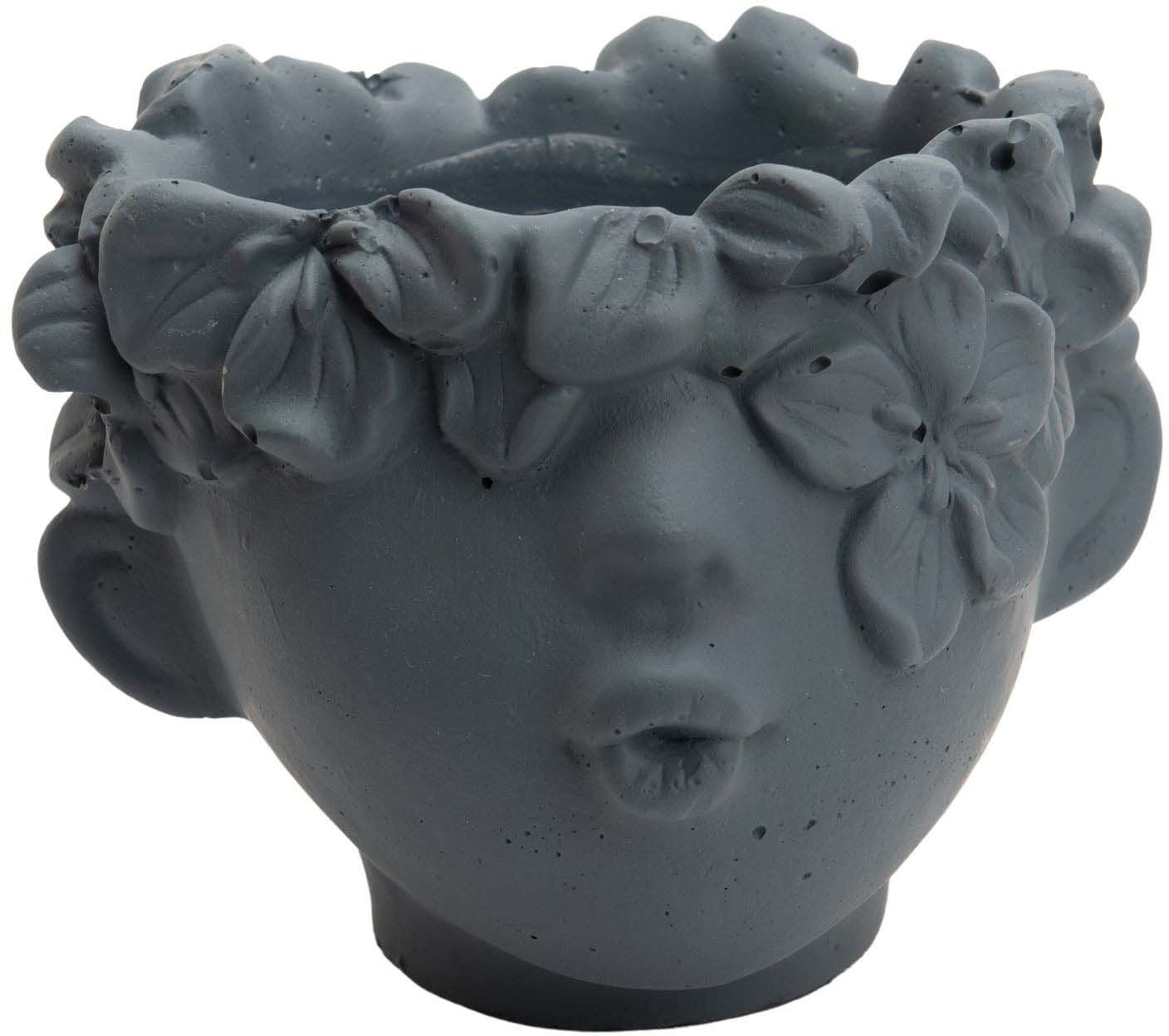 Cache pot en ciment bisous 11 x 10 x 12 cm (bleu)